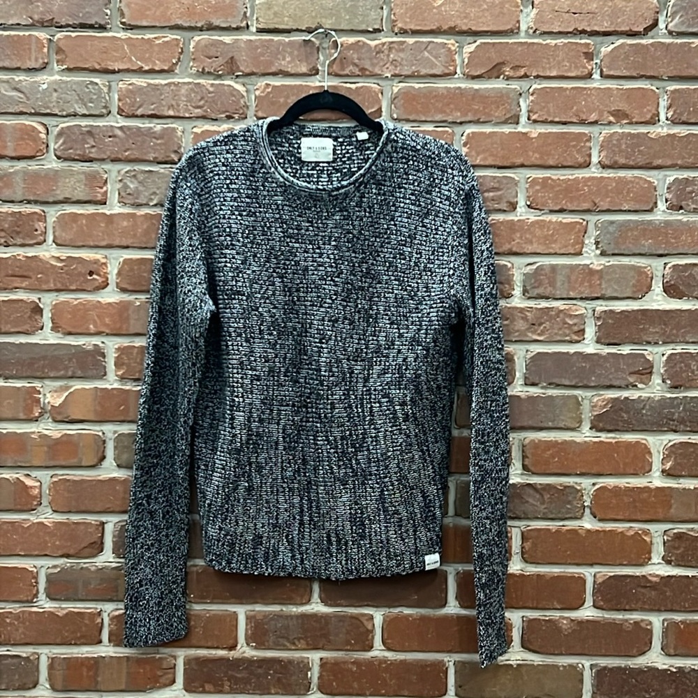 Navy and white knitted sweater